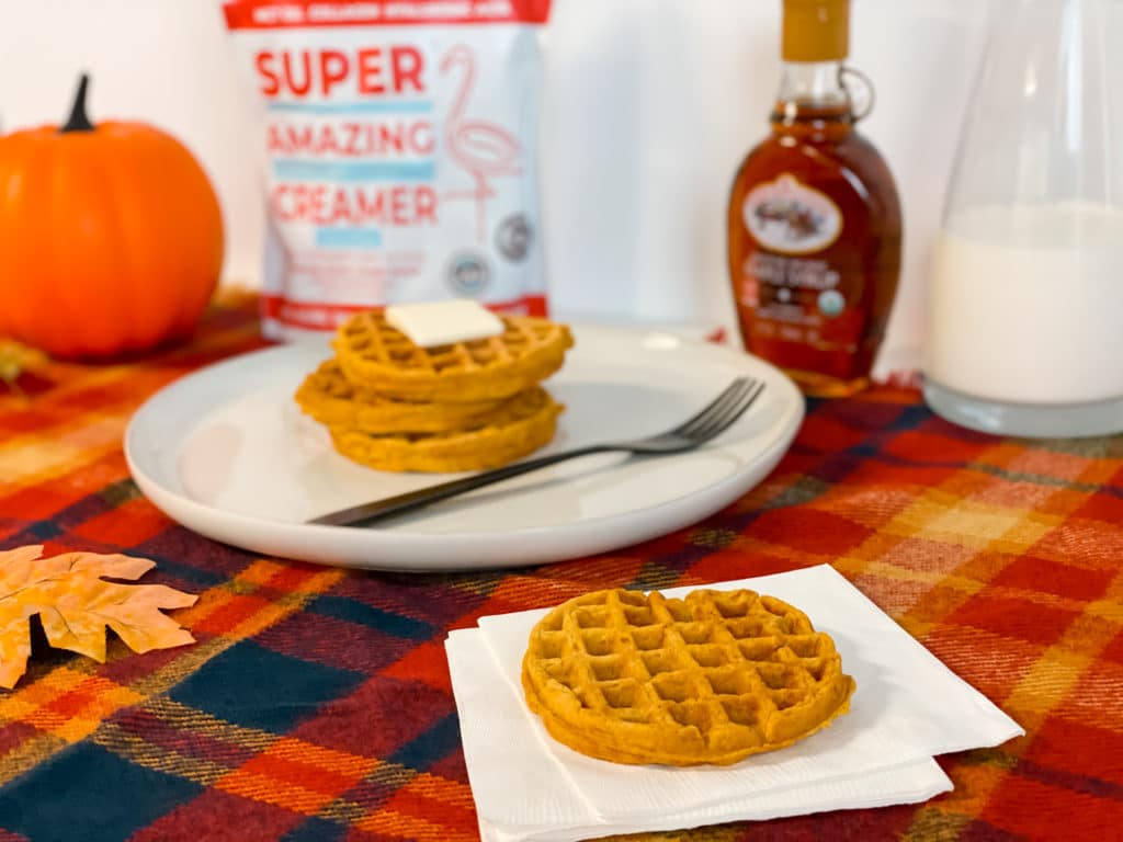 Pumpkin Spice Waffles with Super Amazing Creamer
